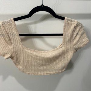 Waffle Knit backless twist crop top